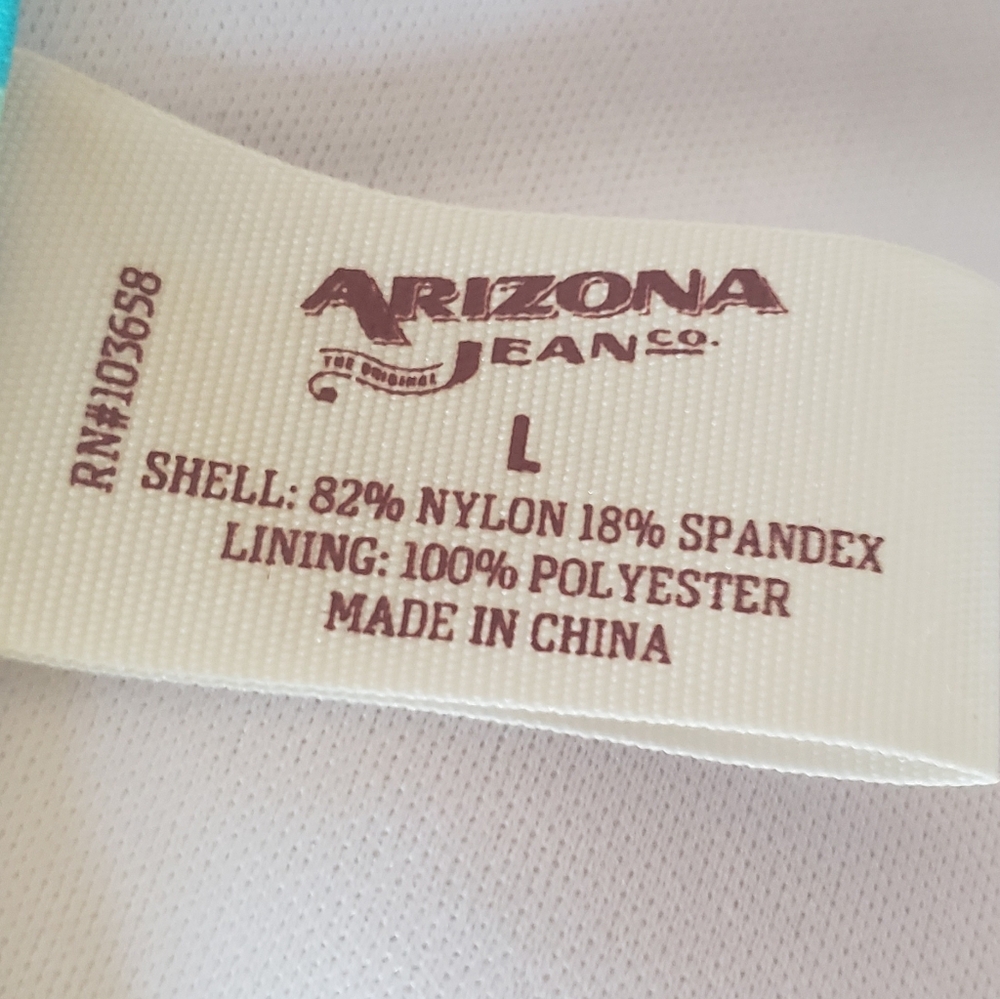 Arizona Jean Bikini Top Push Up Padded Lifht Blue Light Green Striped Size Large - Picture 6 of 10